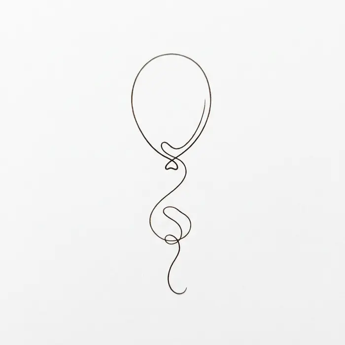 One Line Balloon, Tattoo Design