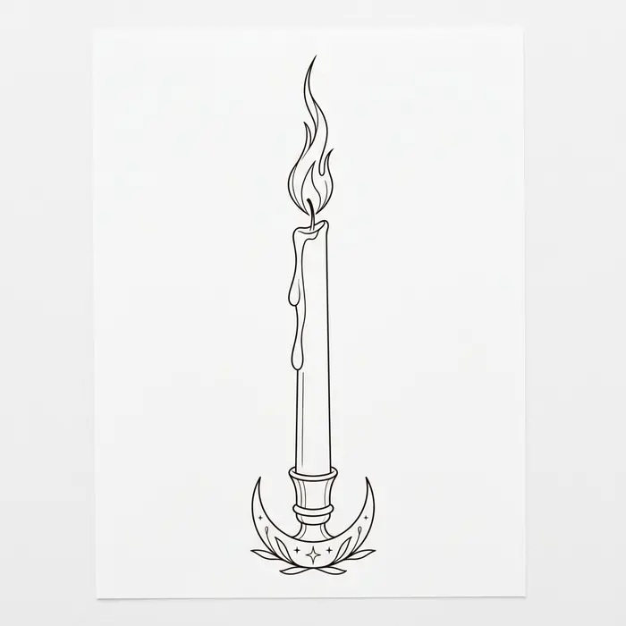 Dripping Candle, Tattoo Design