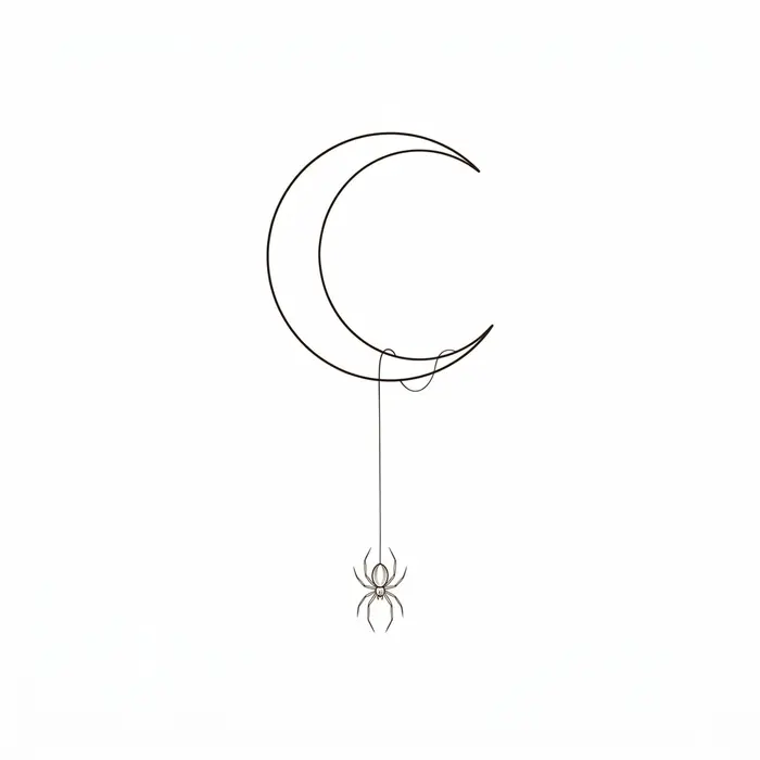 Moon and Spider, Tattoo Design