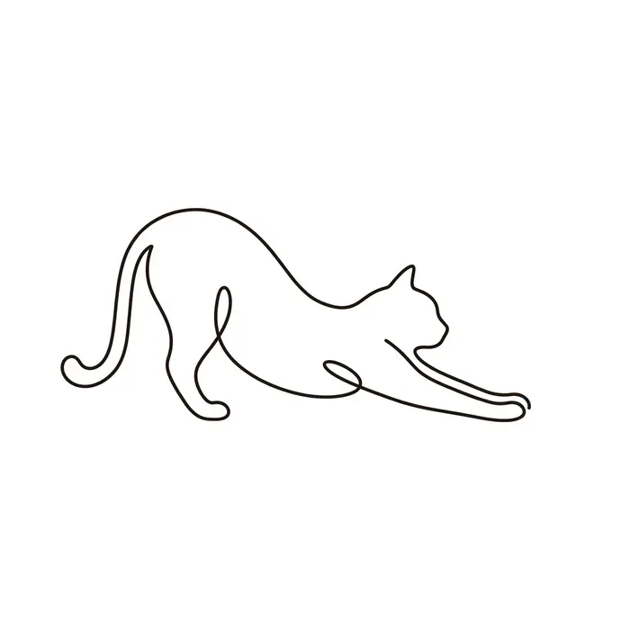 Stretching Cat, Tattoo Design