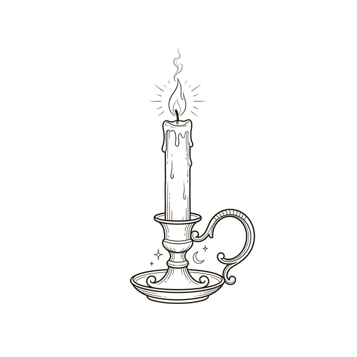 Candle Holder, Tattoo Design