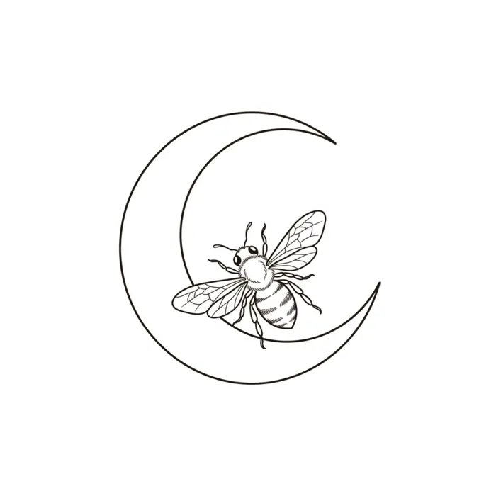 Moon and Bee, Tattoo Design