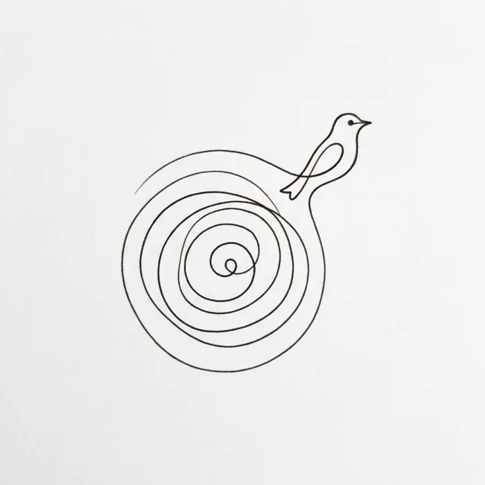 Spiral Bird, Tattoo Design