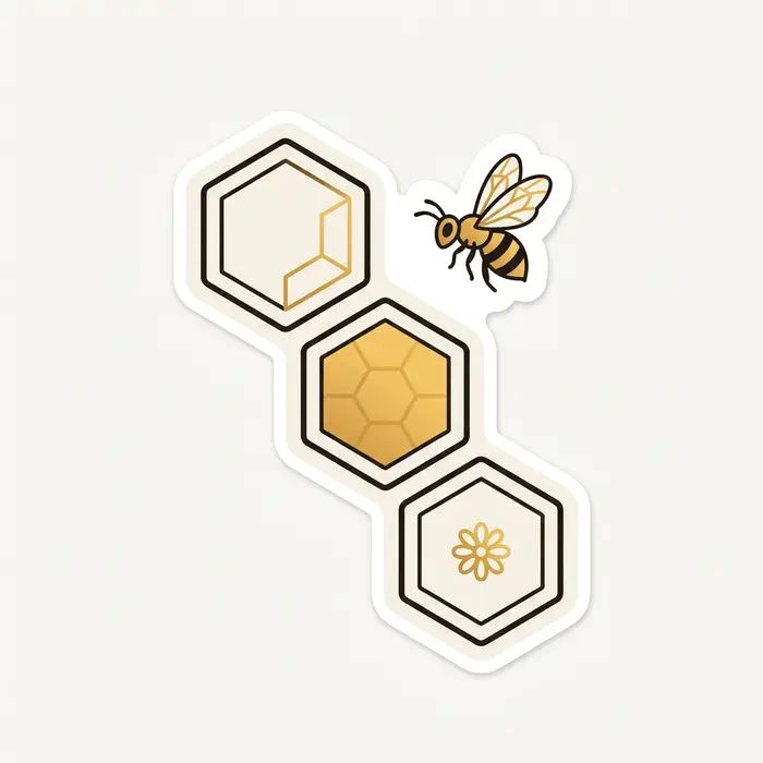 Hexagons and Bee, Sticker Design