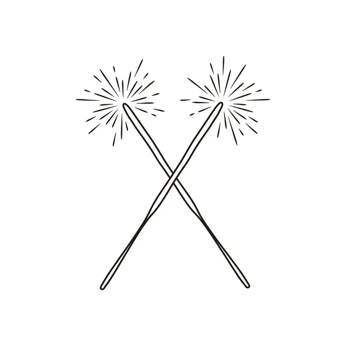 Crossed Sparklers, Tattoo Design