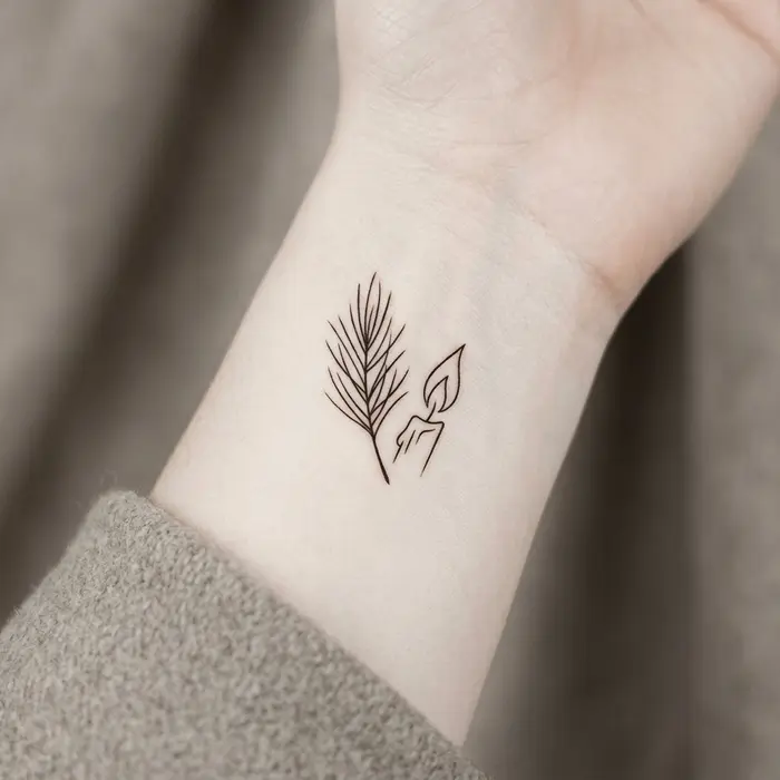 Flame and Pine, Tattoo Design