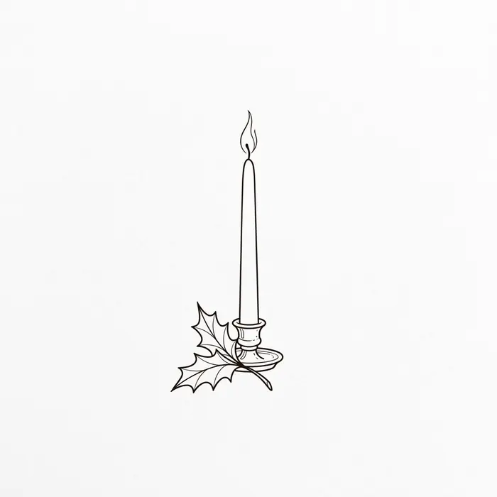 Candle and Holly, Tattoo Design