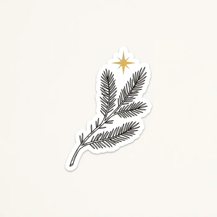 Pine and Gold Star, Sticker Design