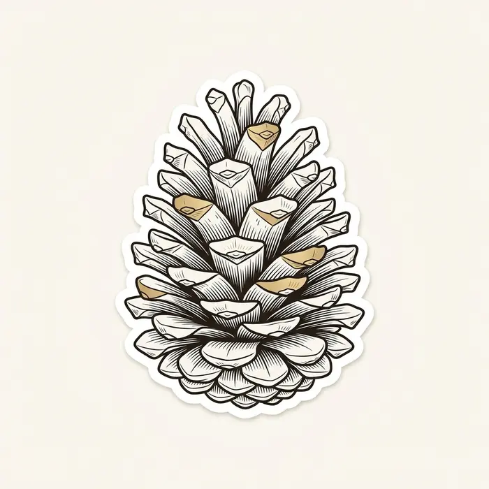 Gold Pinecone, Sticker Design