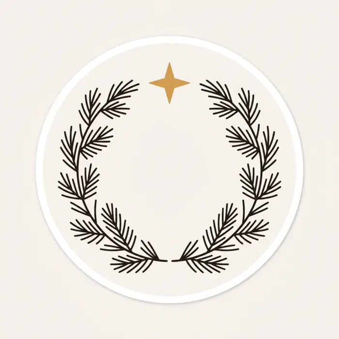 Wreath and Star, Sticker Design