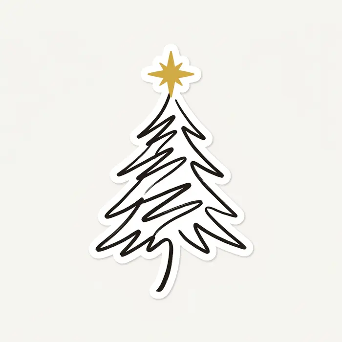 Fir and Gold Star, Sticker Design