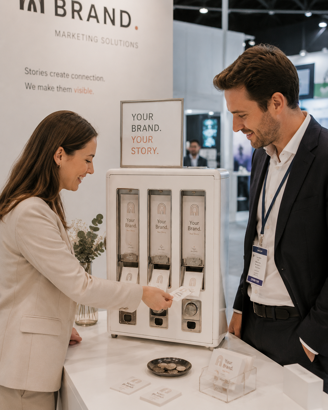 Stickerautomat als Brand Activation auf einer Messe für Firmenkunden