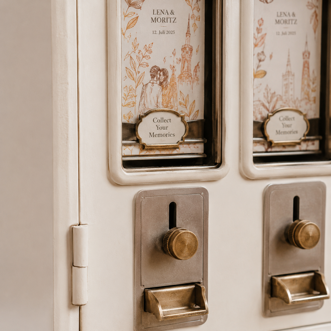 Detail eines Sticker- und Tattoo-Vending-Automaten zum Mieten für Events